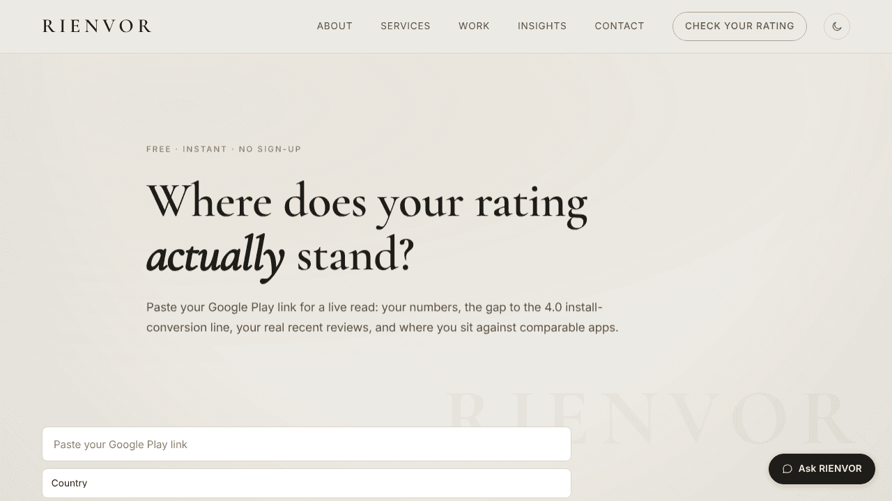 Rating Health Check by RIENVOR website screenshot