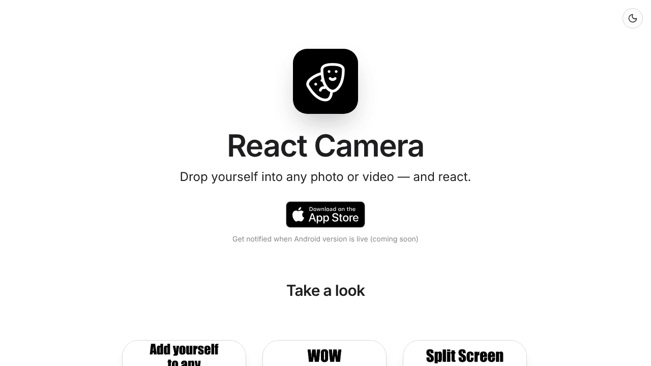ReactCamera.com website screenshot