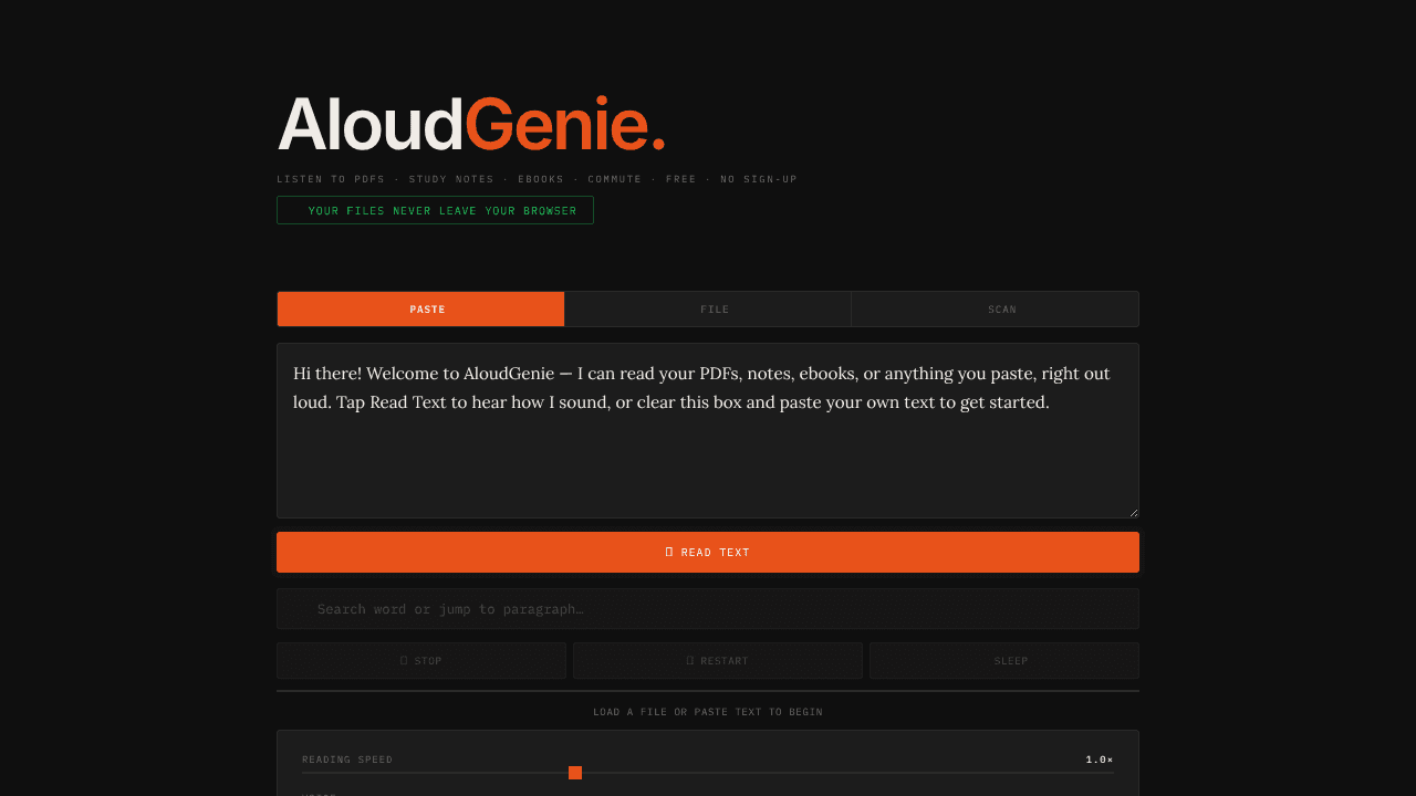 Read It Aloud/Along website screenshot
