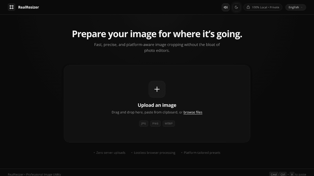 RealResizer — One Image, Every Platform. website screenshot