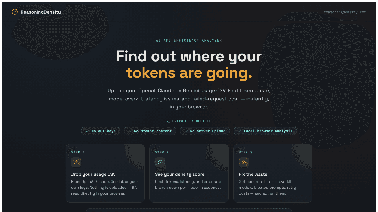 ReasoningDensity website screenshot