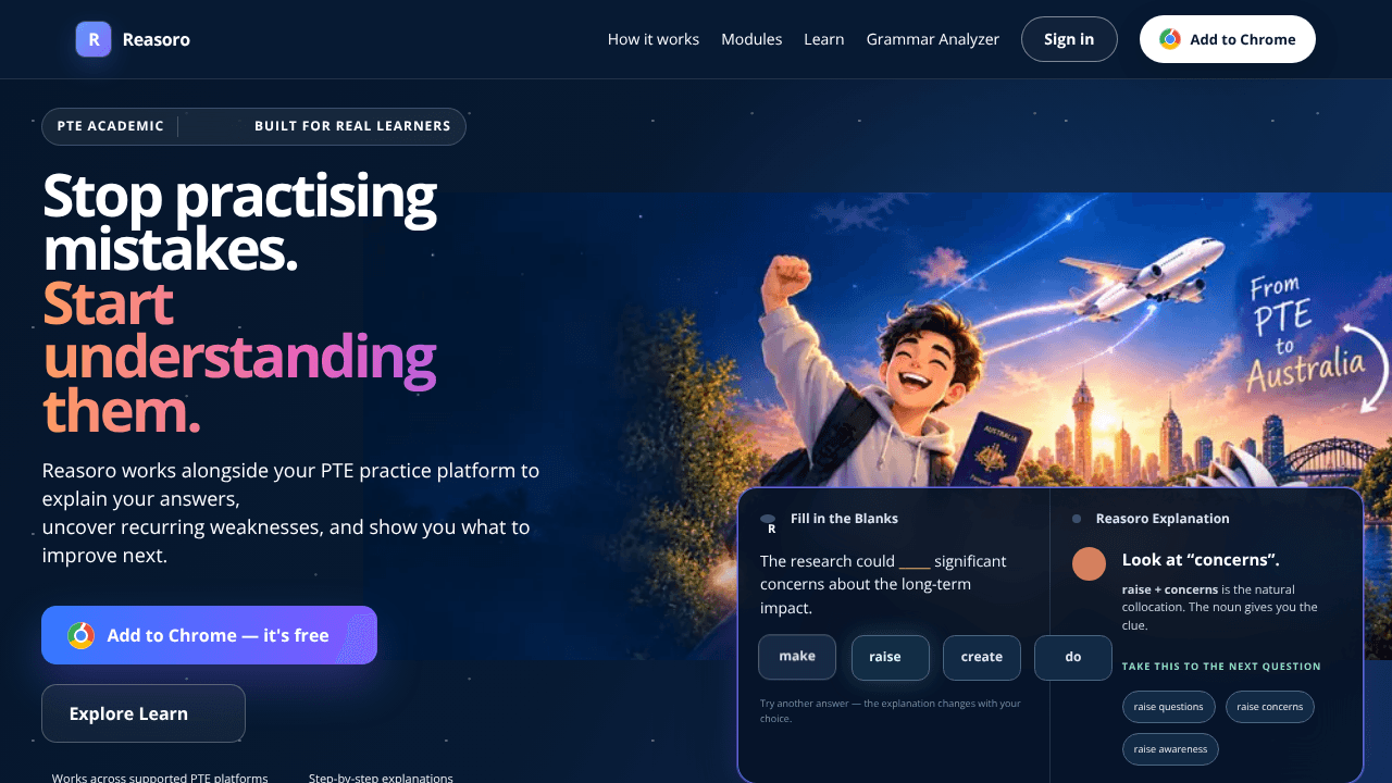 Reasoro — Understand why website screenshot