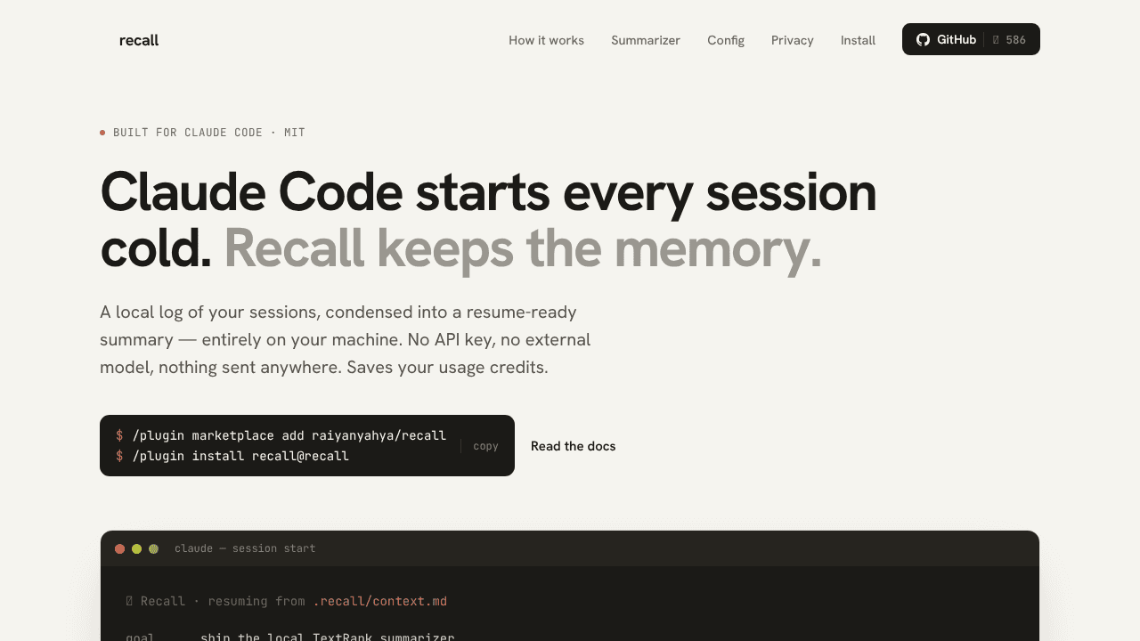recall website screenshot
