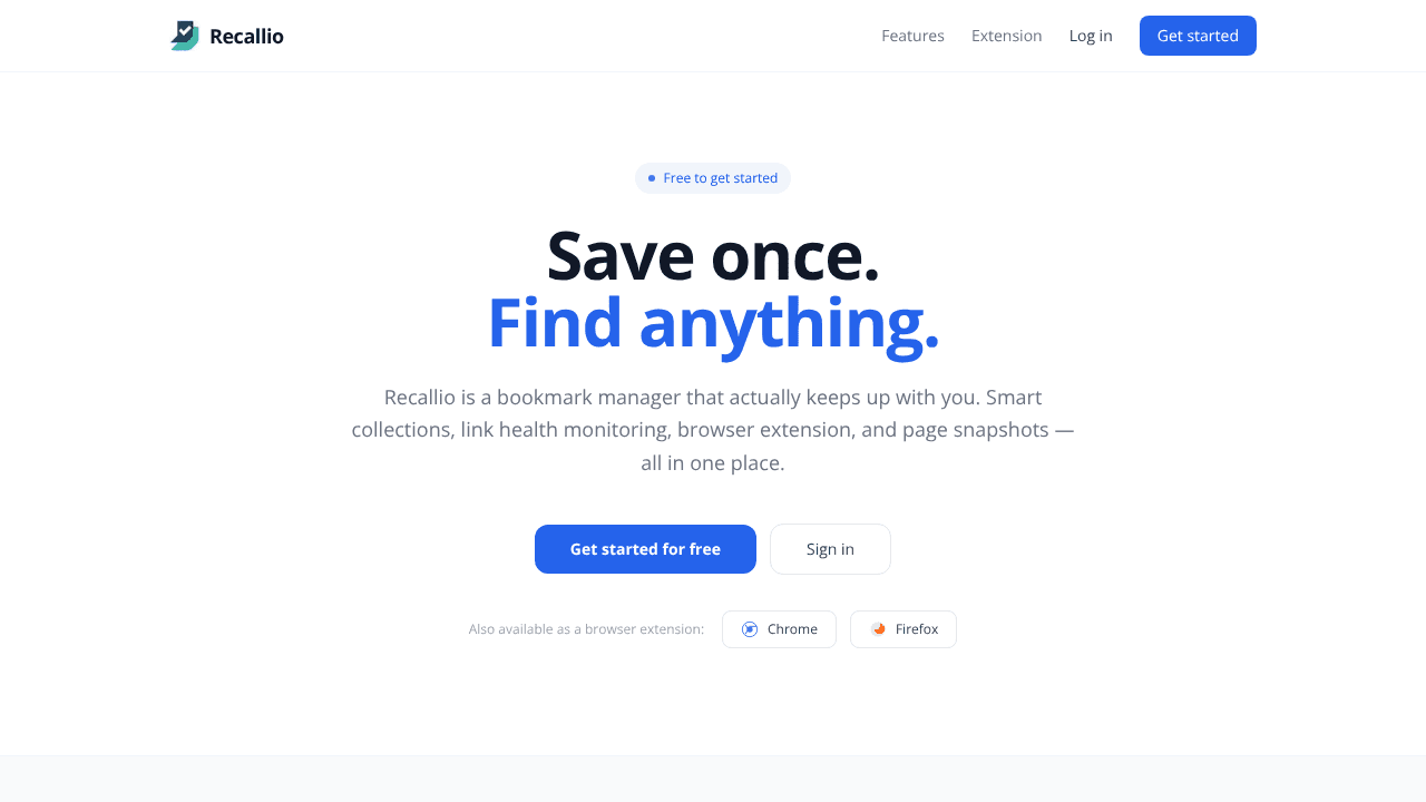 Recallio: Save It For Good website screenshot