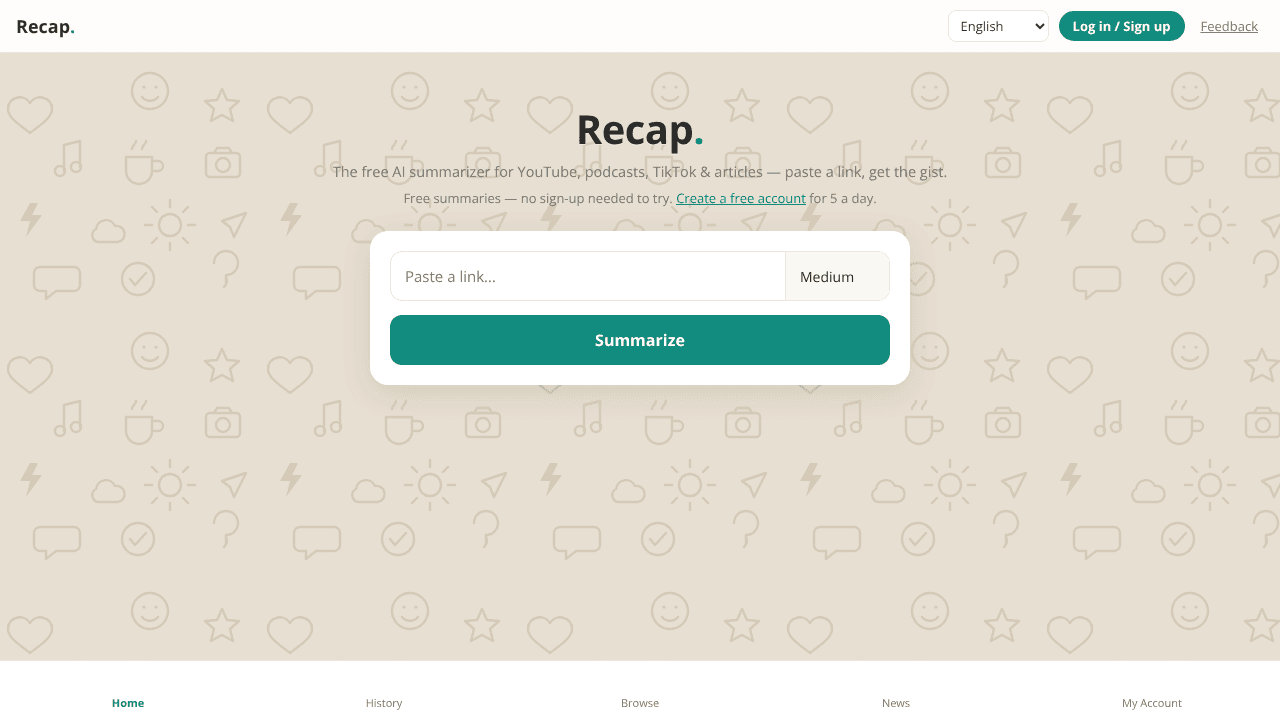 Recap website screenshot