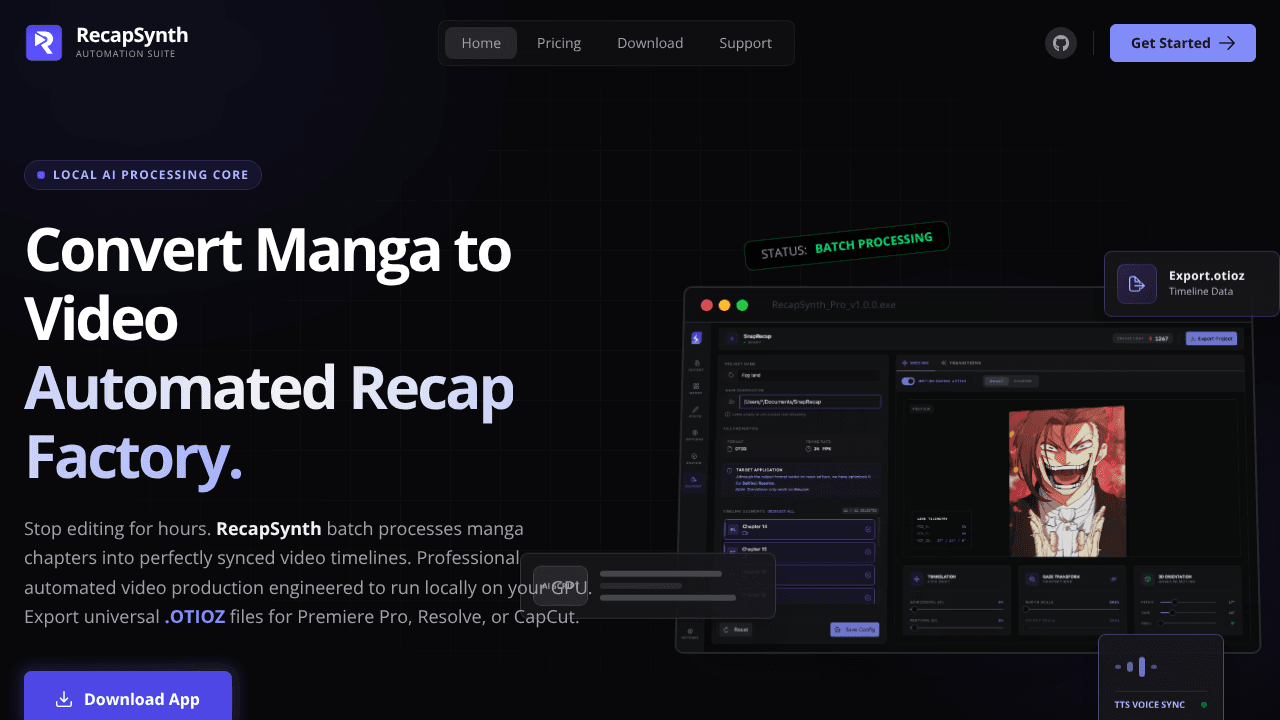 RecapSynth website screenshot