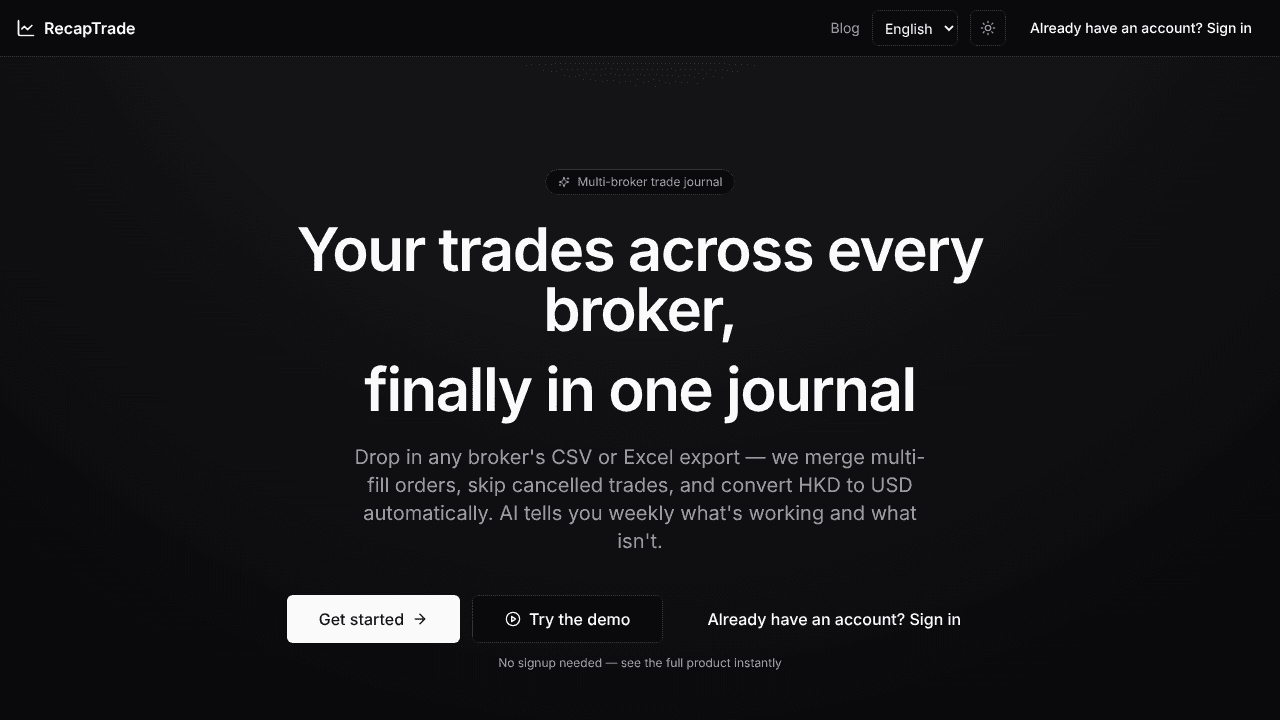 RecapTrade website screenshot