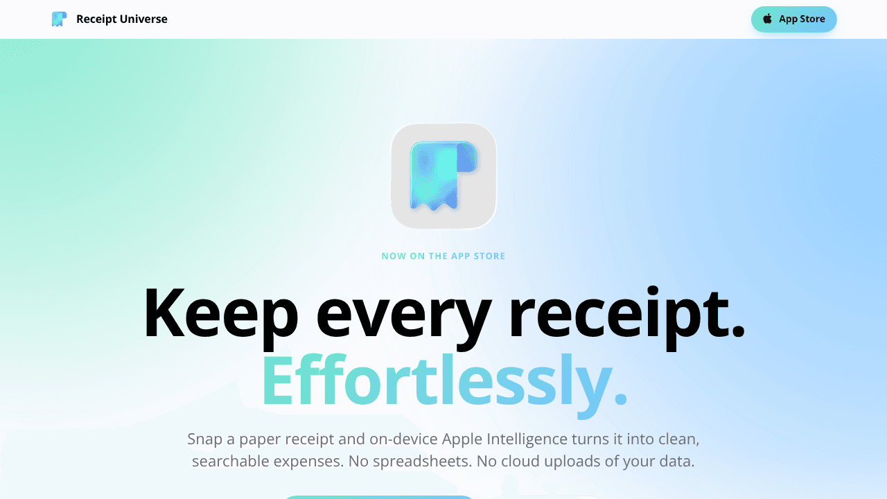 Receipt Universe website screenshot