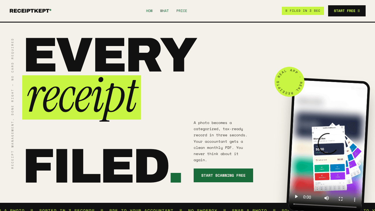 ReceiptKept website screenshot
