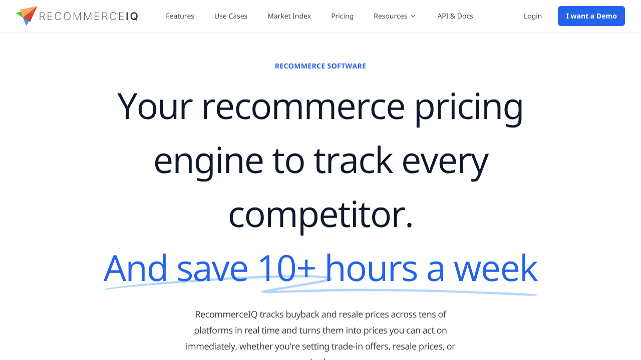 RecommerceIQ website screenshot