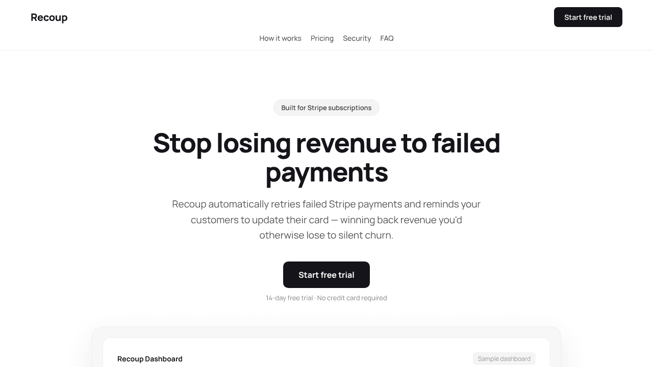 Recoup website screenshot