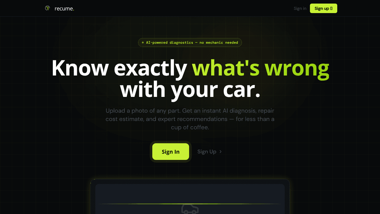 Recume website screenshot