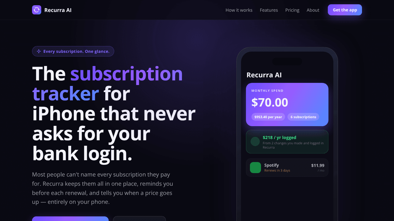 Recurra AI website screenshot