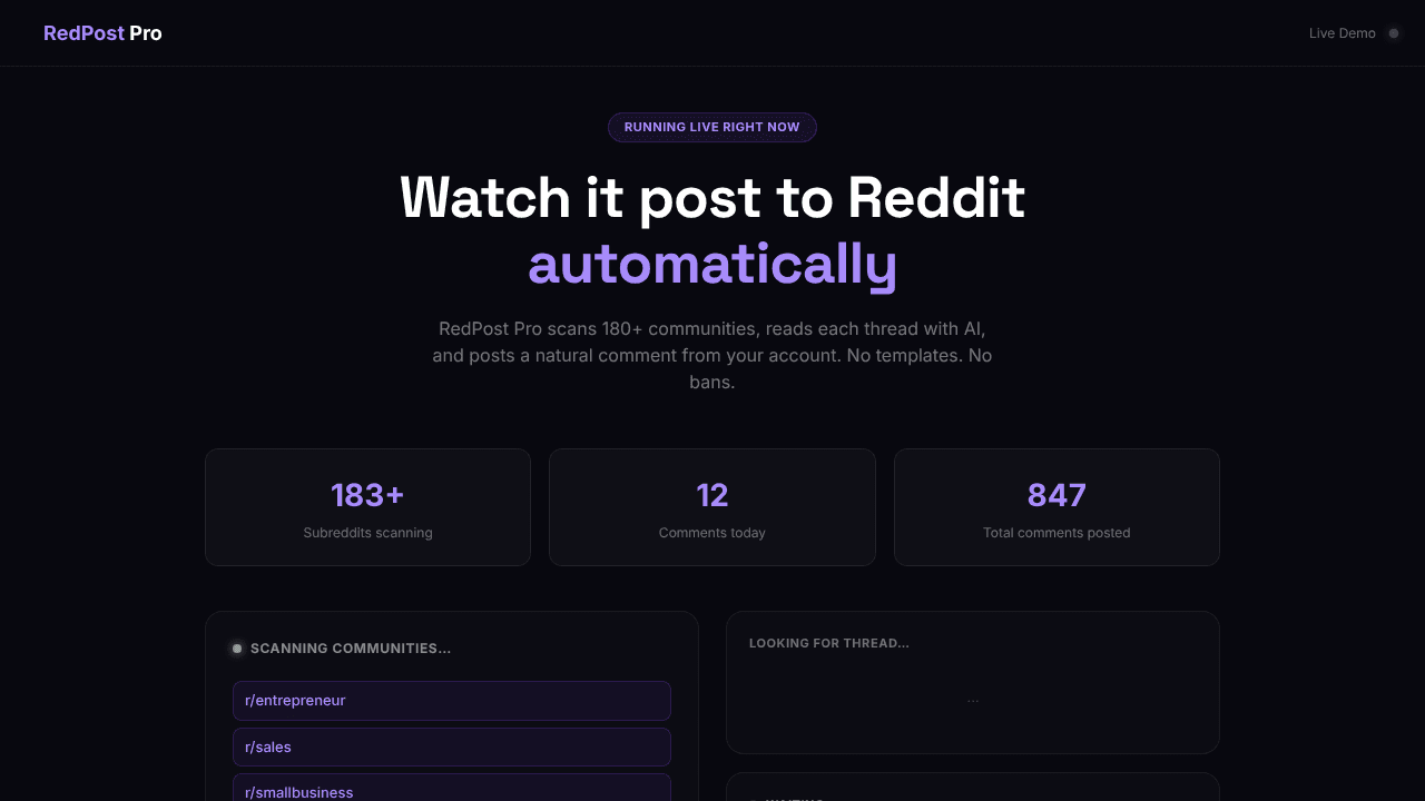 RedPost Pro website screenshot
