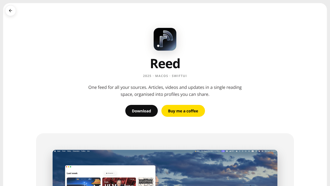 Reed — builtoberemembered website screenshot