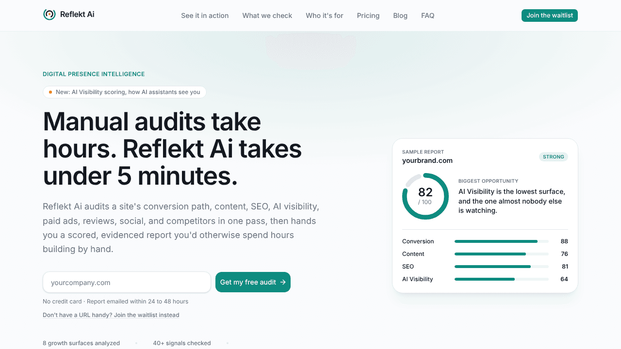 Reflekt Ai website screenshot