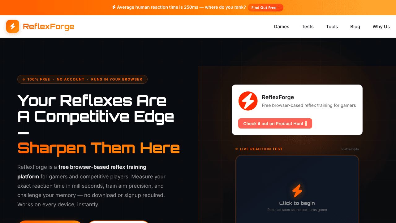 ReflexForge website screenshot