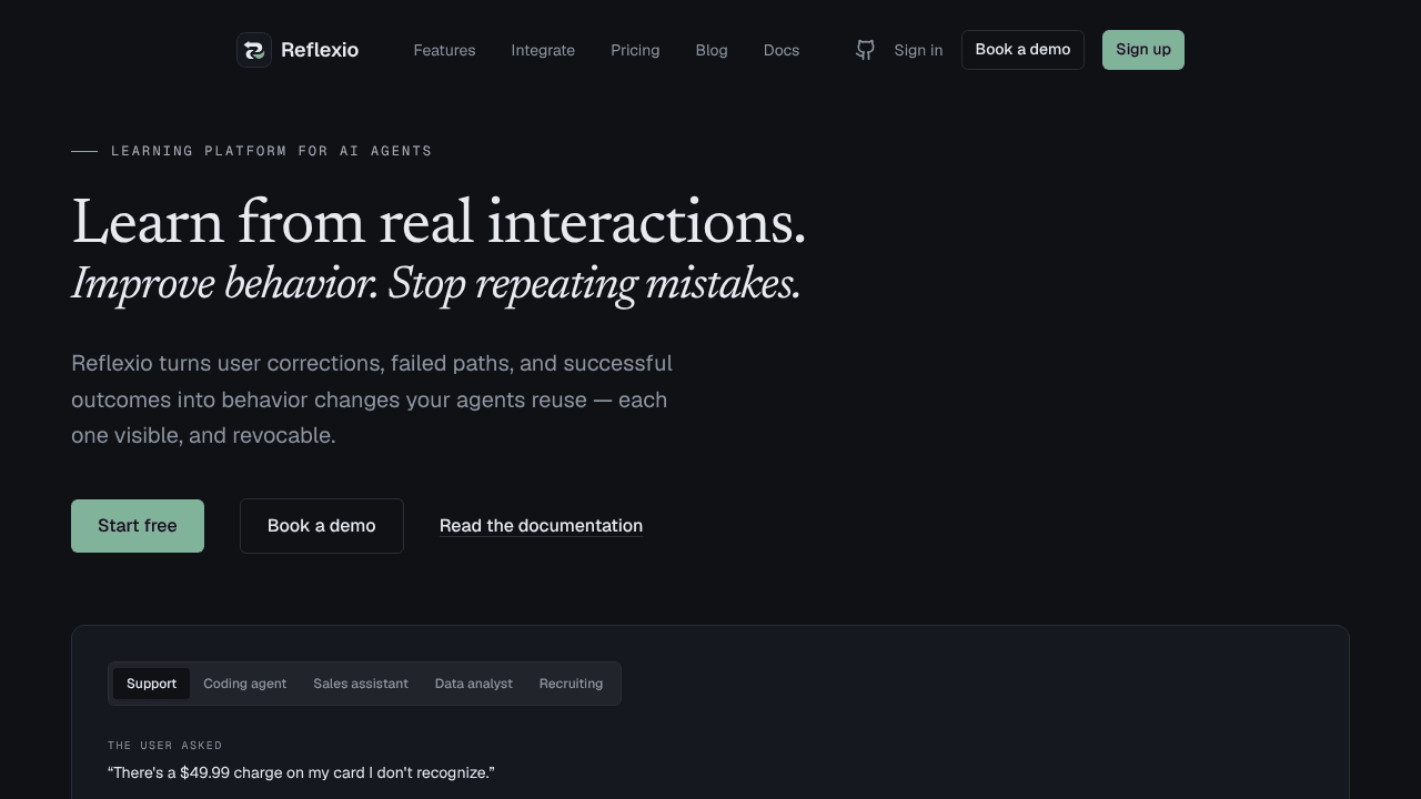 Reflexio website screenshot