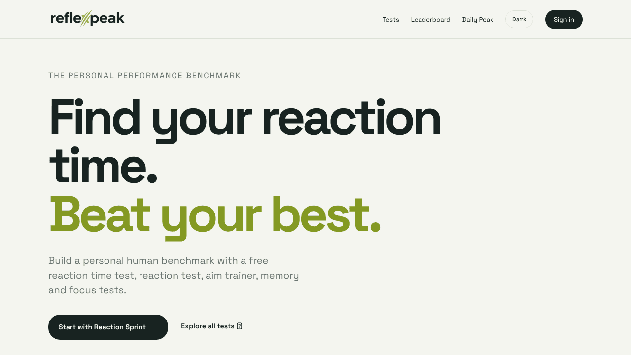ReflexPeak website screenshot