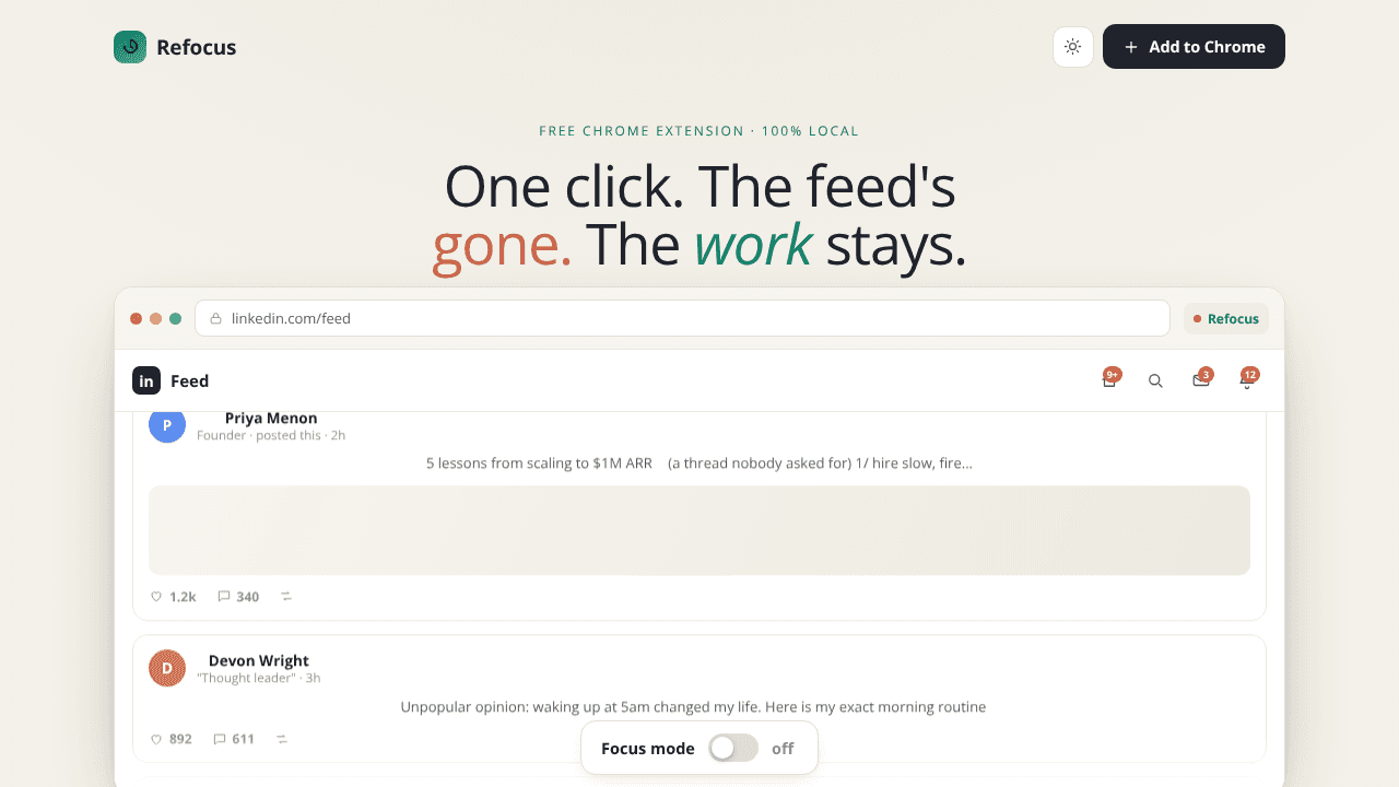Refocus website screenshot