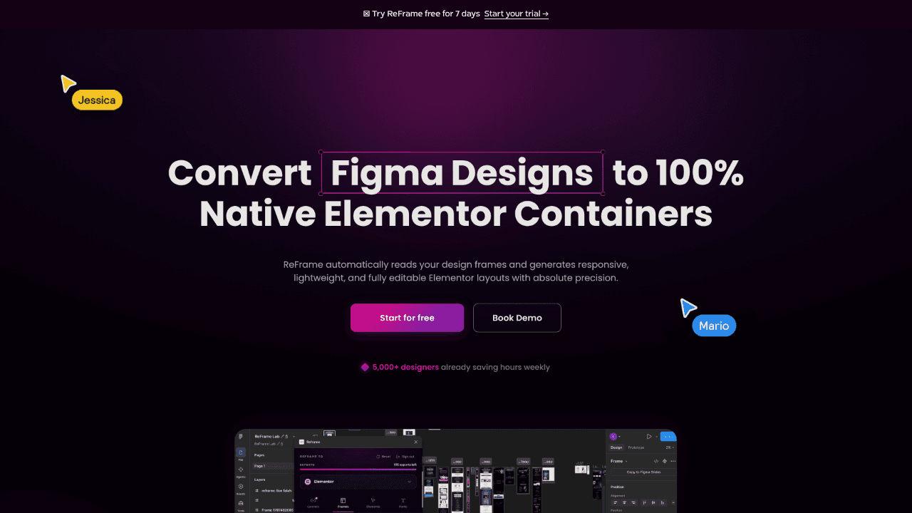 ReFrame - Figma to X website screenshot
