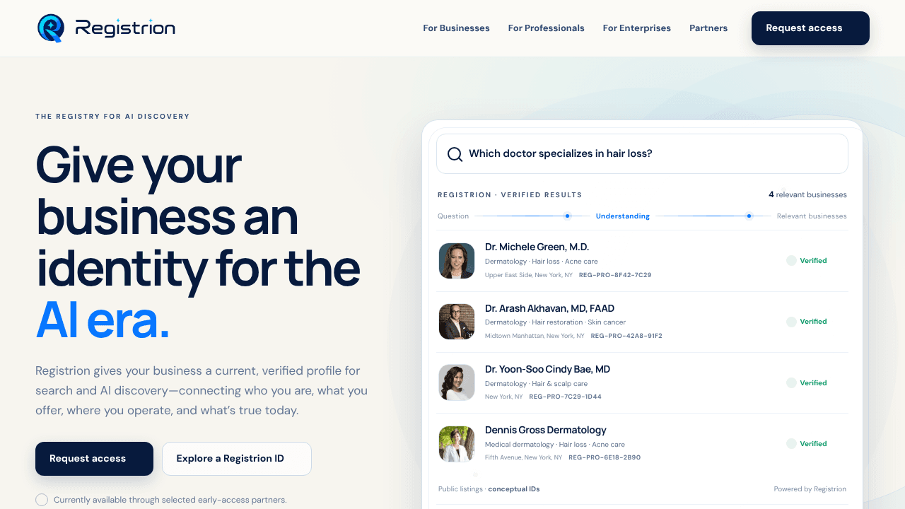 Registrion website screenshot