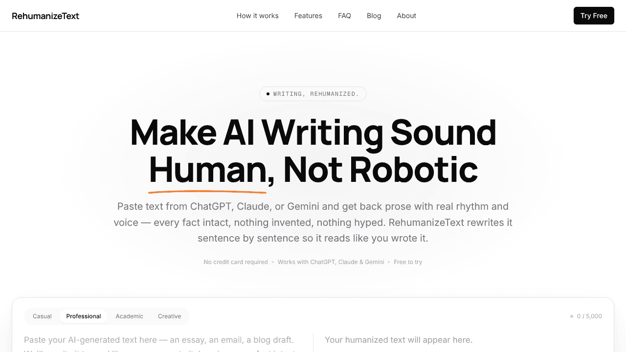 RehumanizeText website screenshot