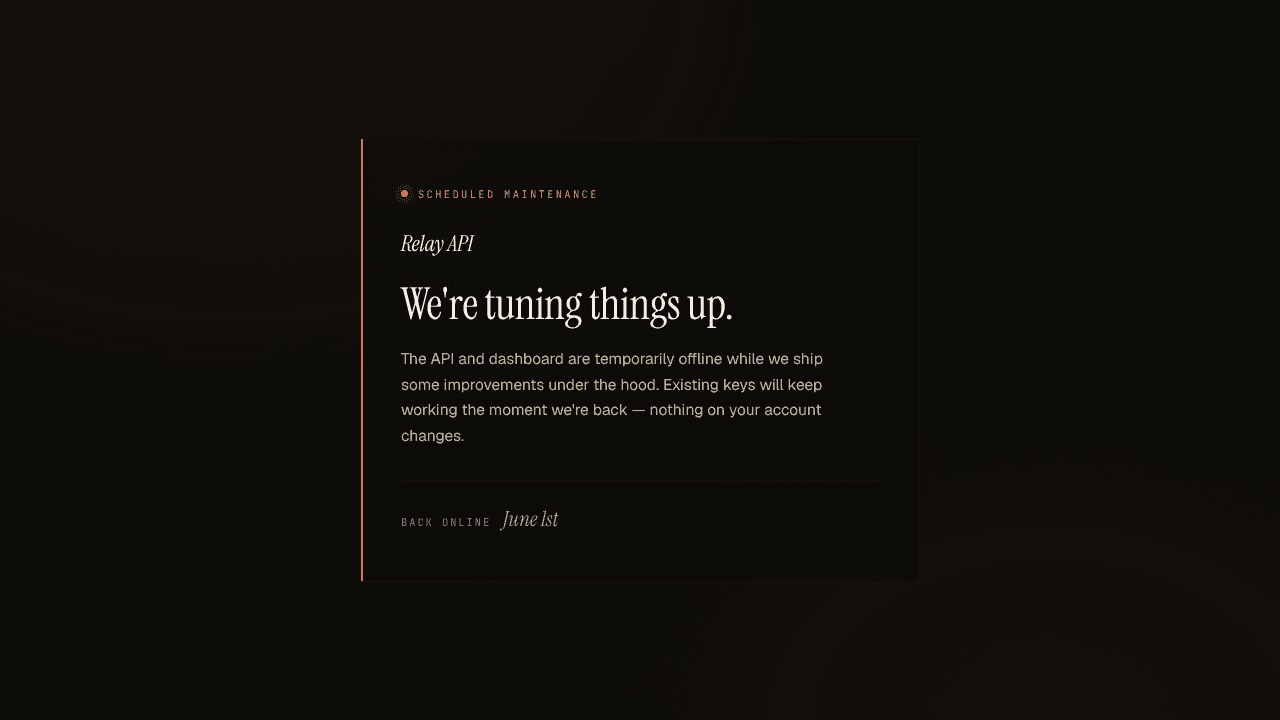 Relay API · Flat website screenshot