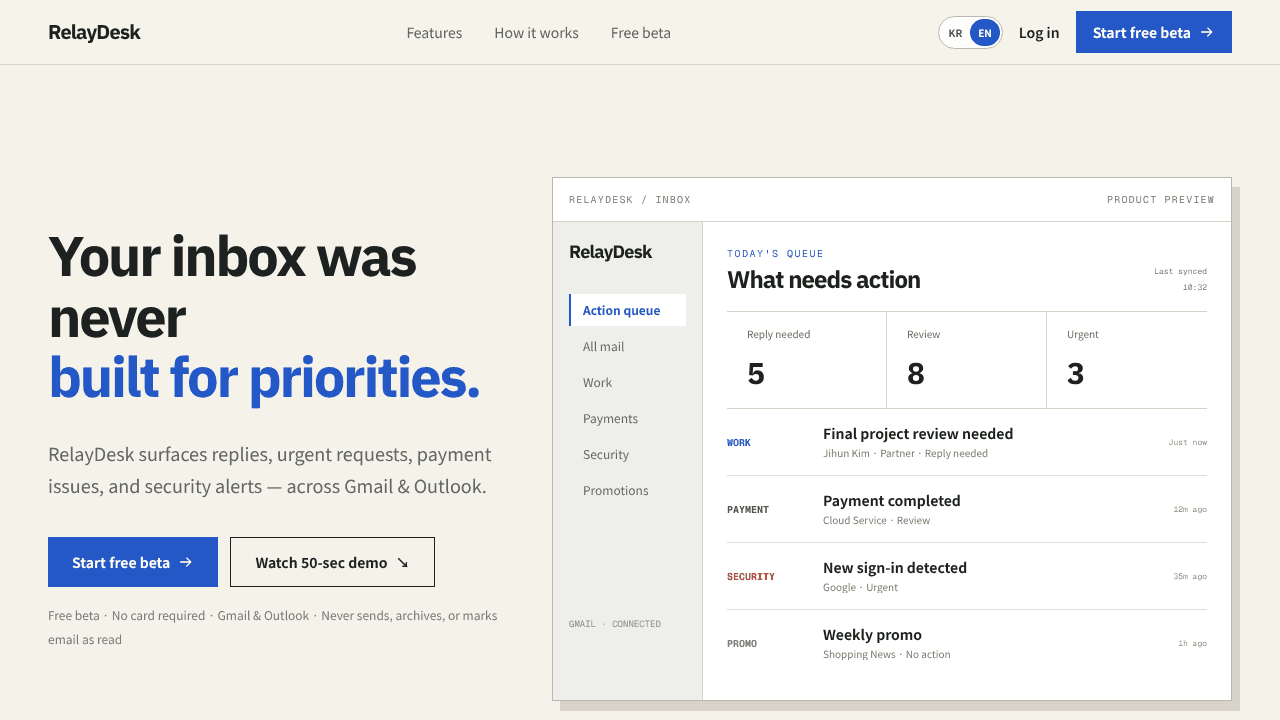 RelayDesk website screenshot