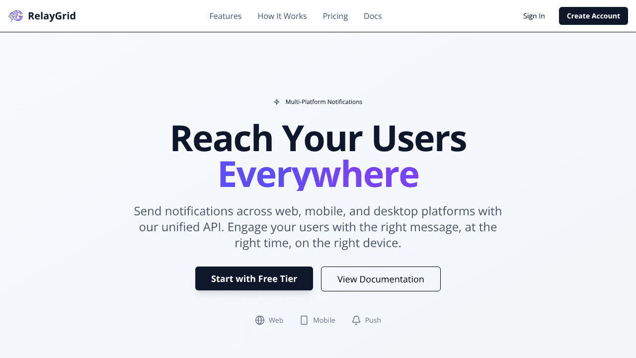 RelayGrid website screenshot