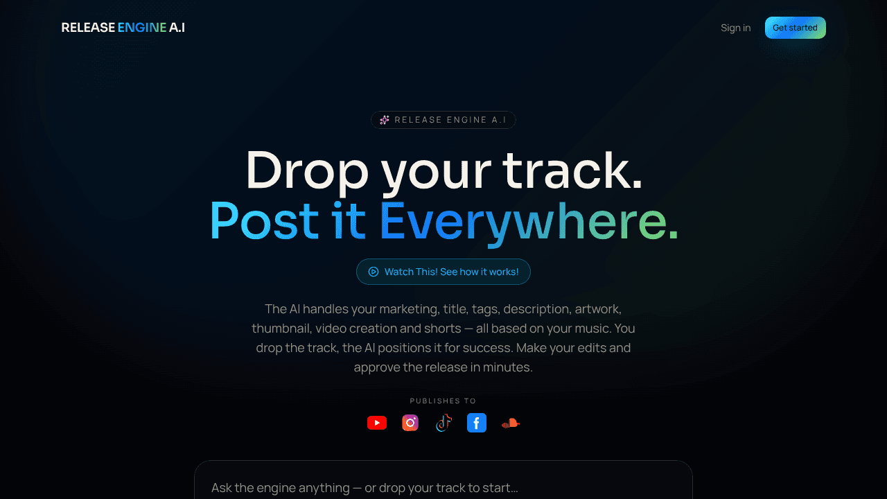 Release Engine website screenshot