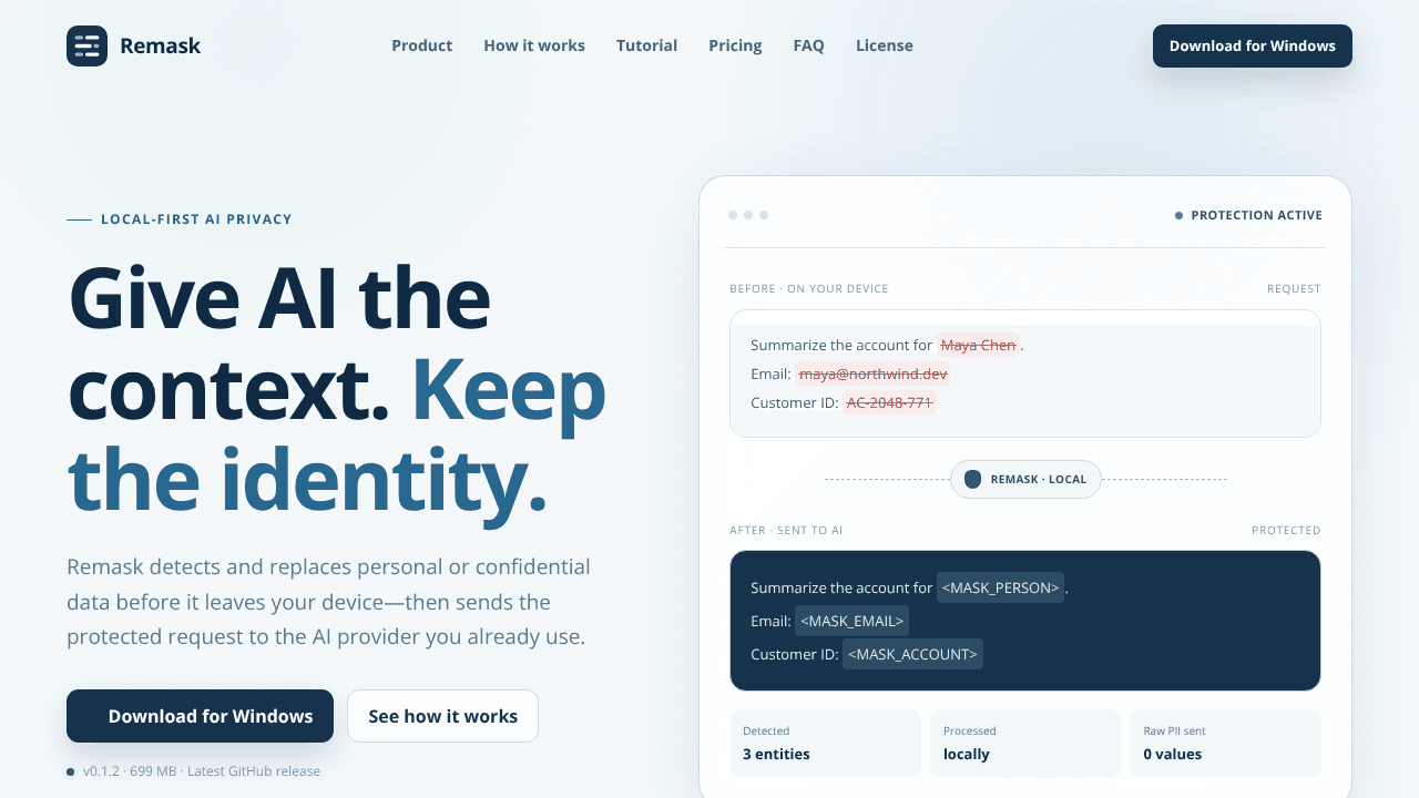 Remask website screenshot