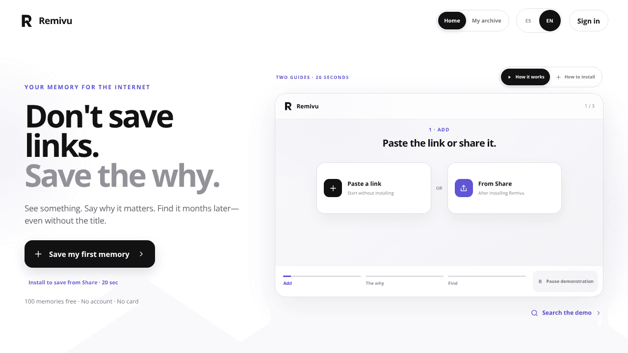 Remivu website screenshot
