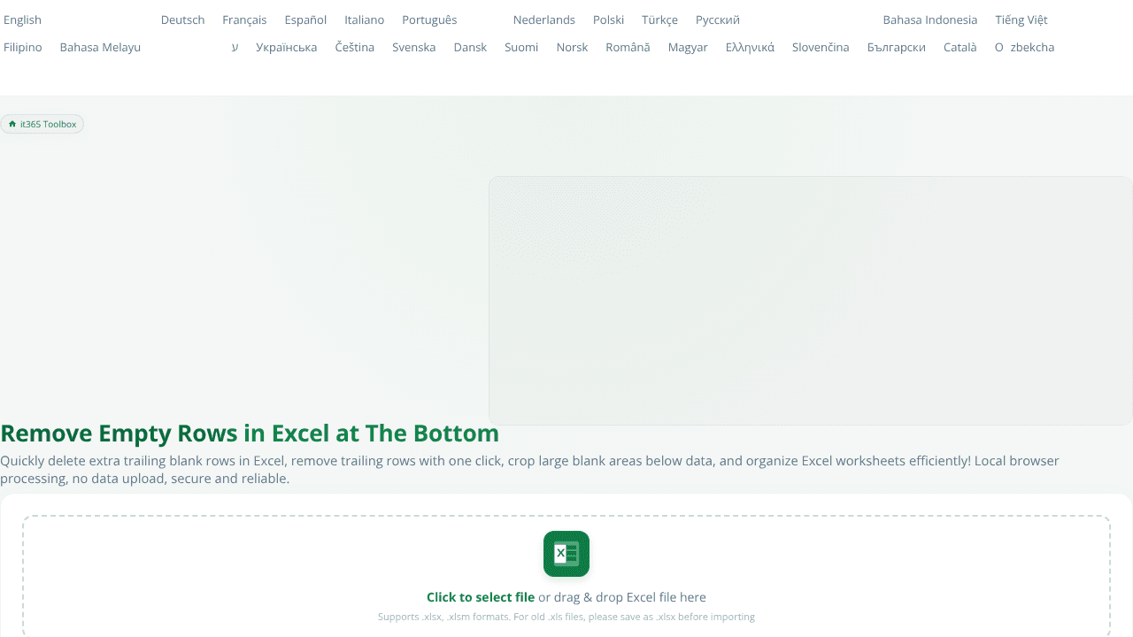 Remove Excel blank row,even millions row website screenshot