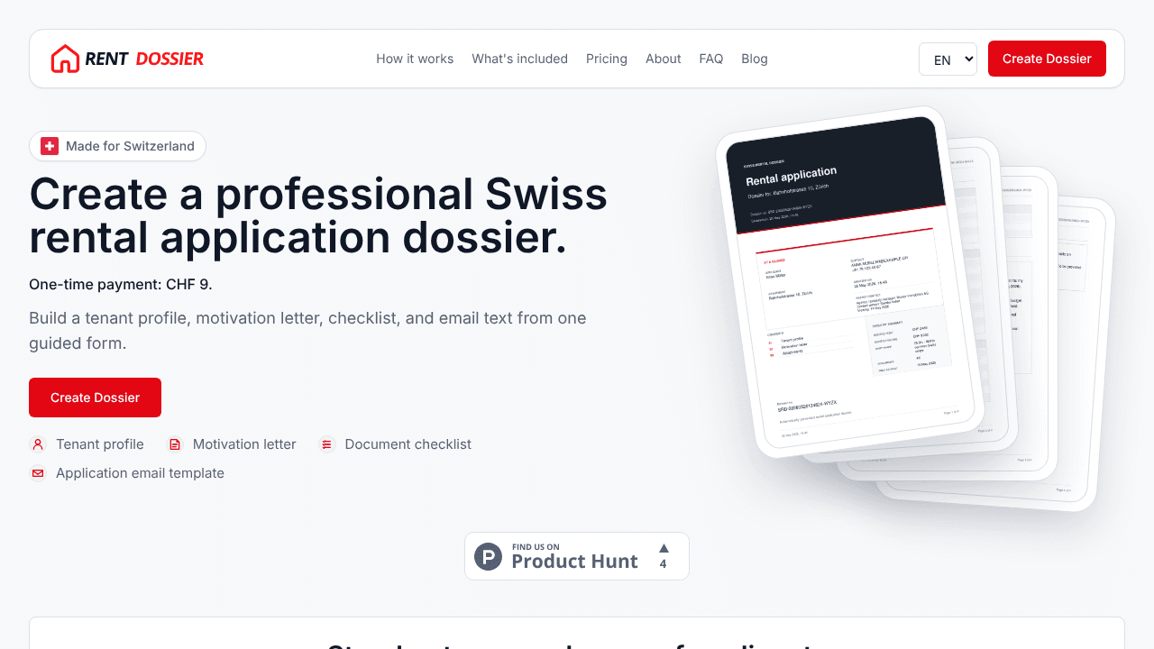 RentDossier website screenshot