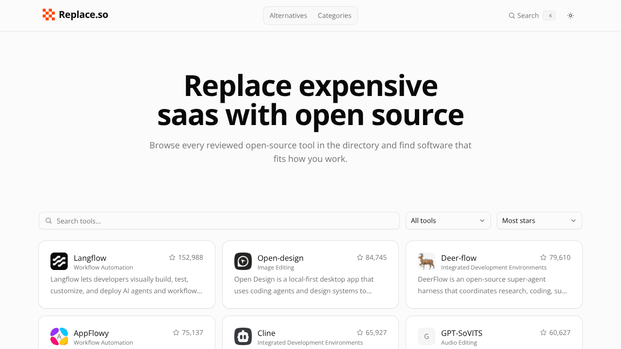 Replace.so website screenshot