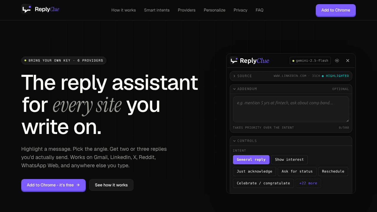 ReplyClue website screenshot