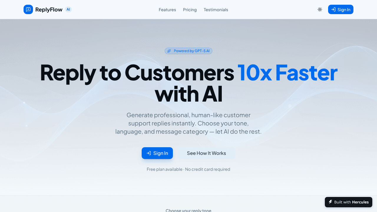 ReplyFlow website screenshot