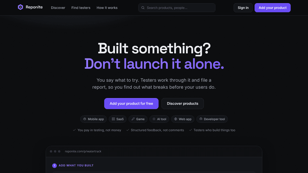 Reponite website screenshot