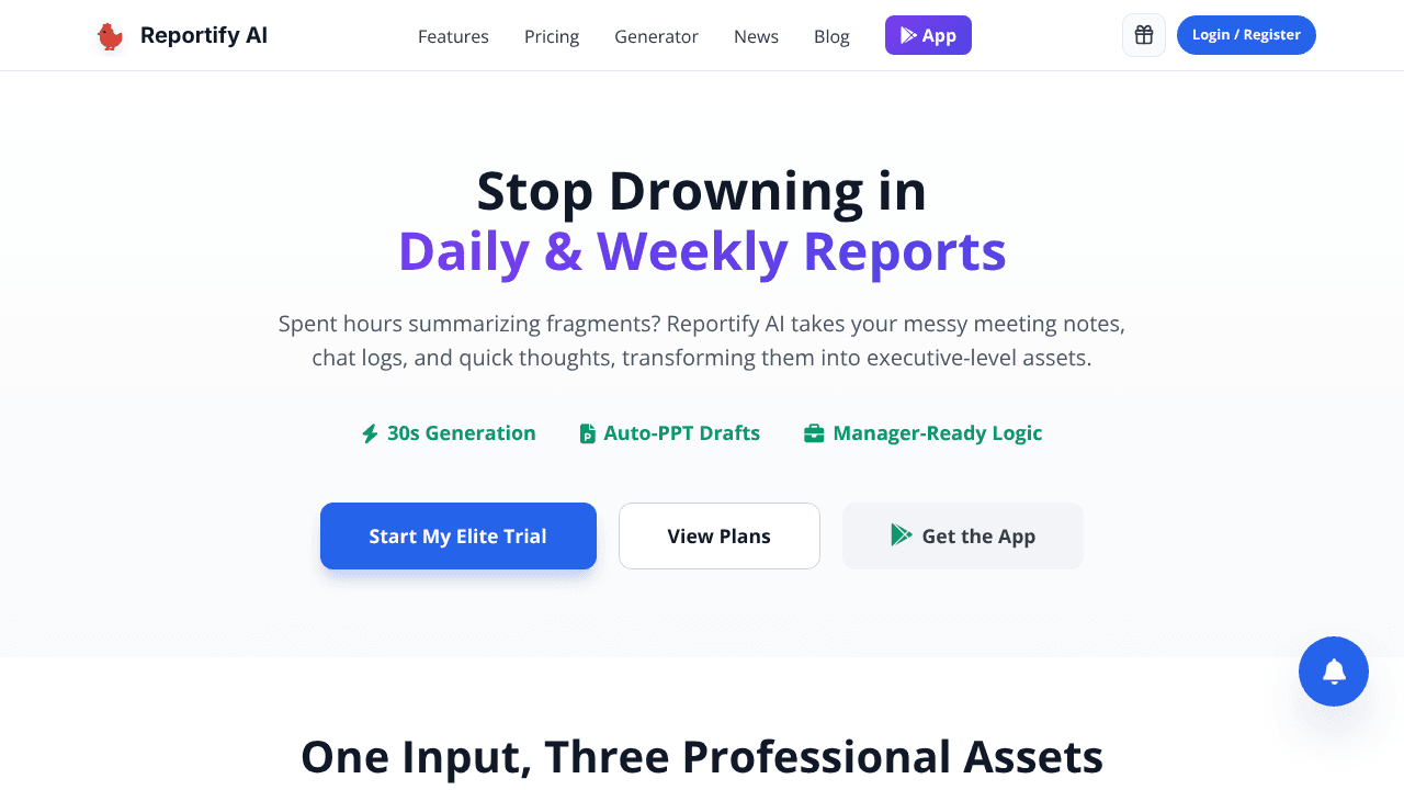  Reportify AI website screenshot