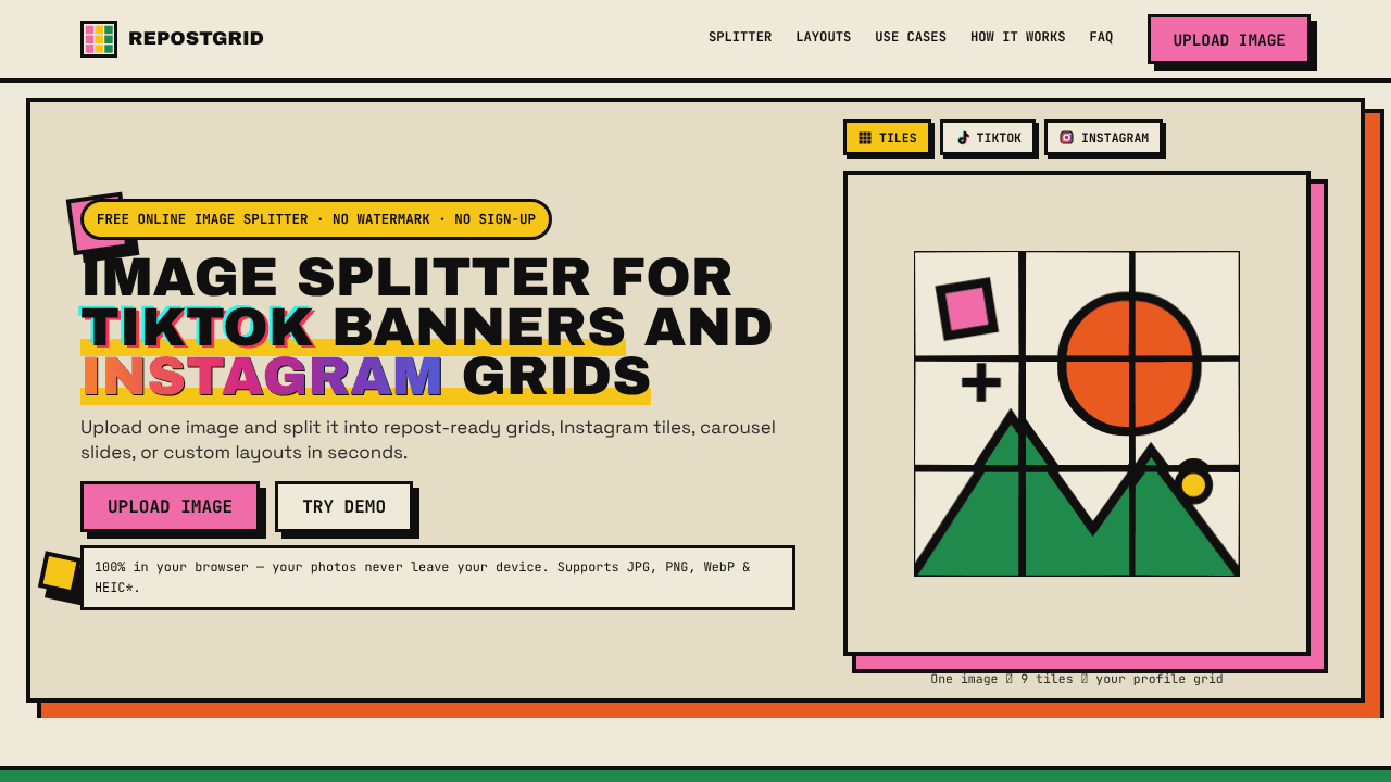 RepostGrid website screenshot