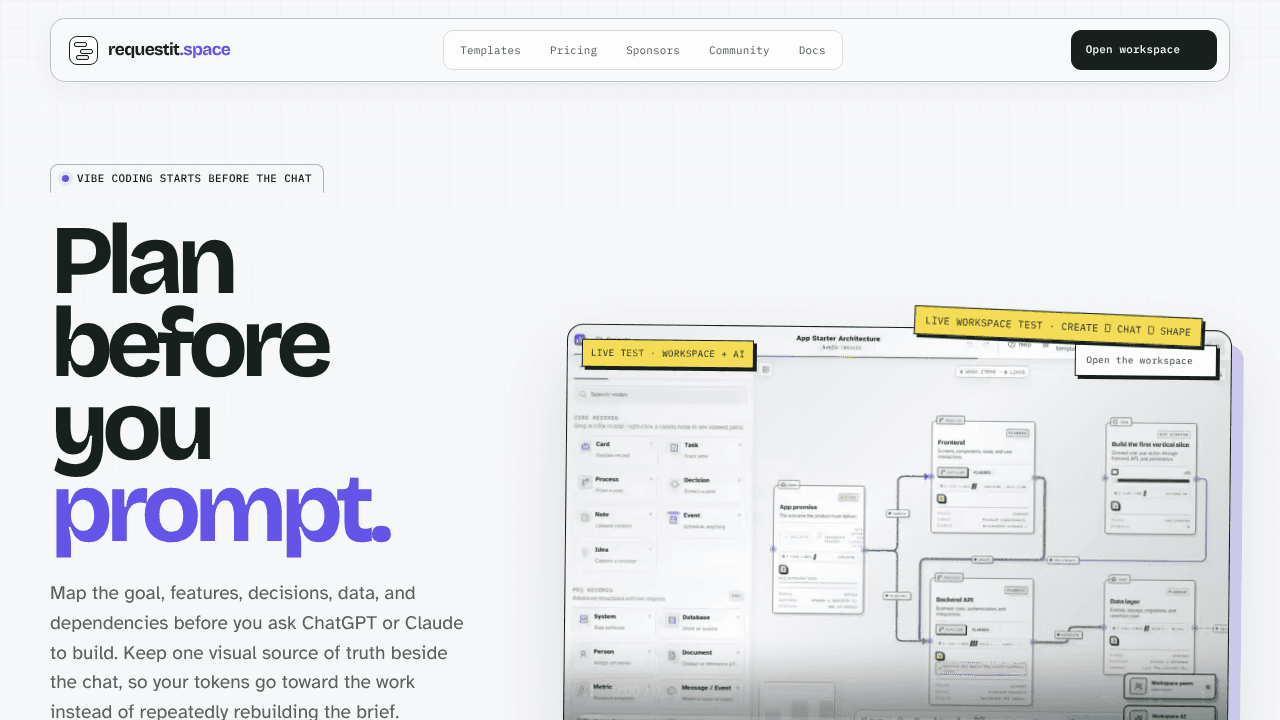 requestit.space website screenshot