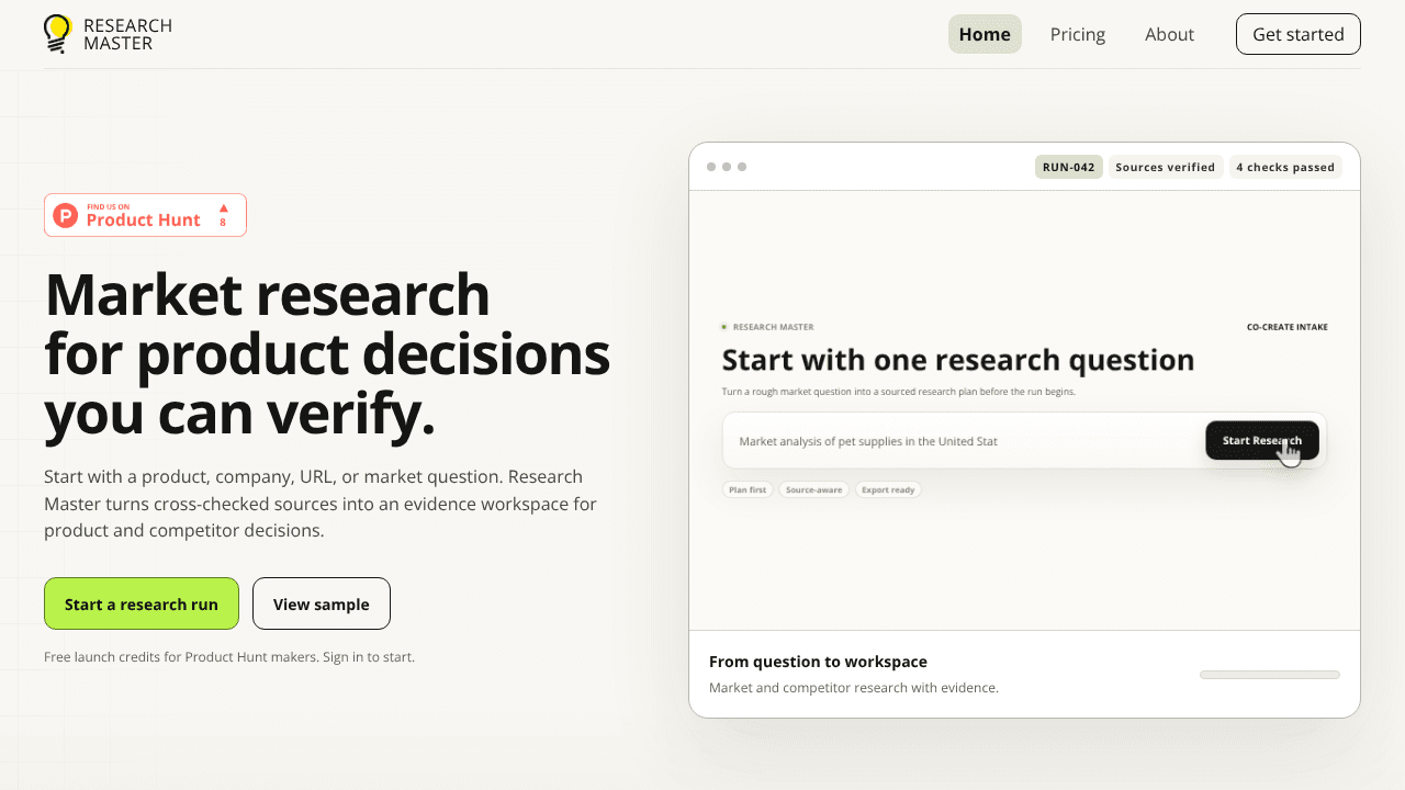 ResearchMaster AI website screenshot