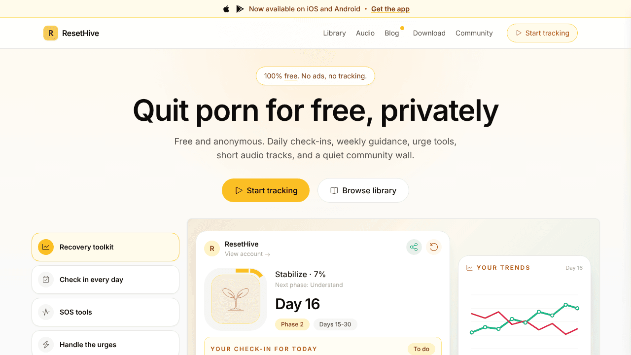 ResetHive website screenshot