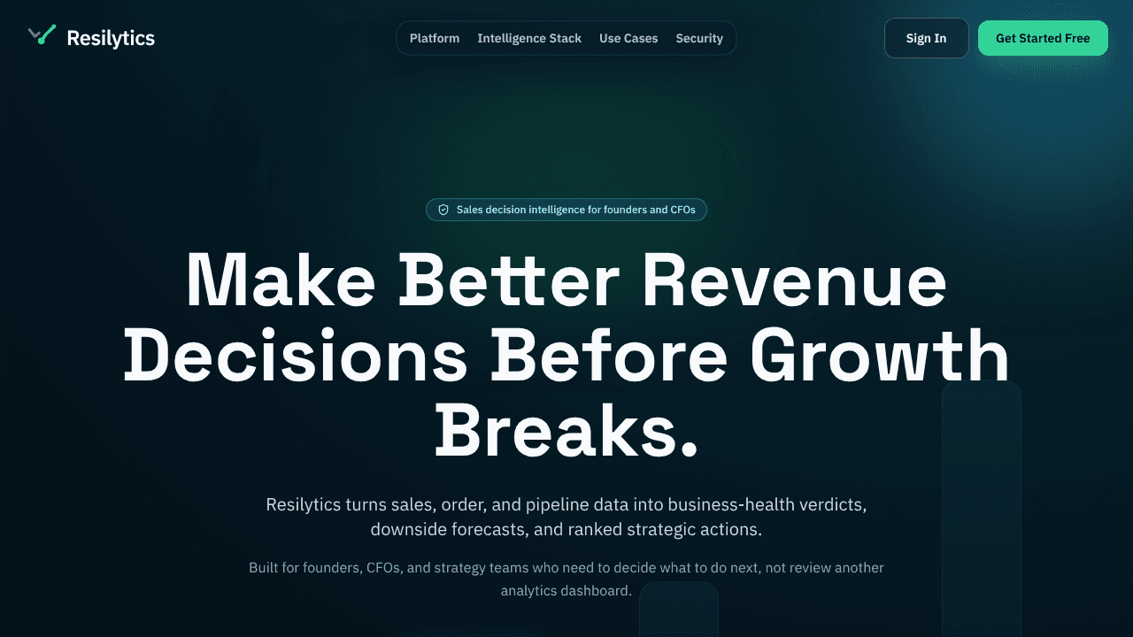 Resilytics -Sales decision intelligence  website screenshot
