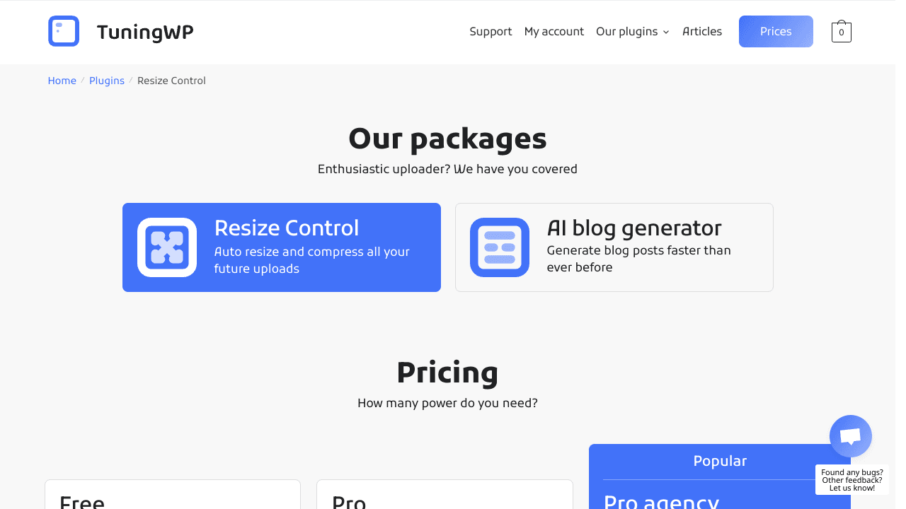 Resize control