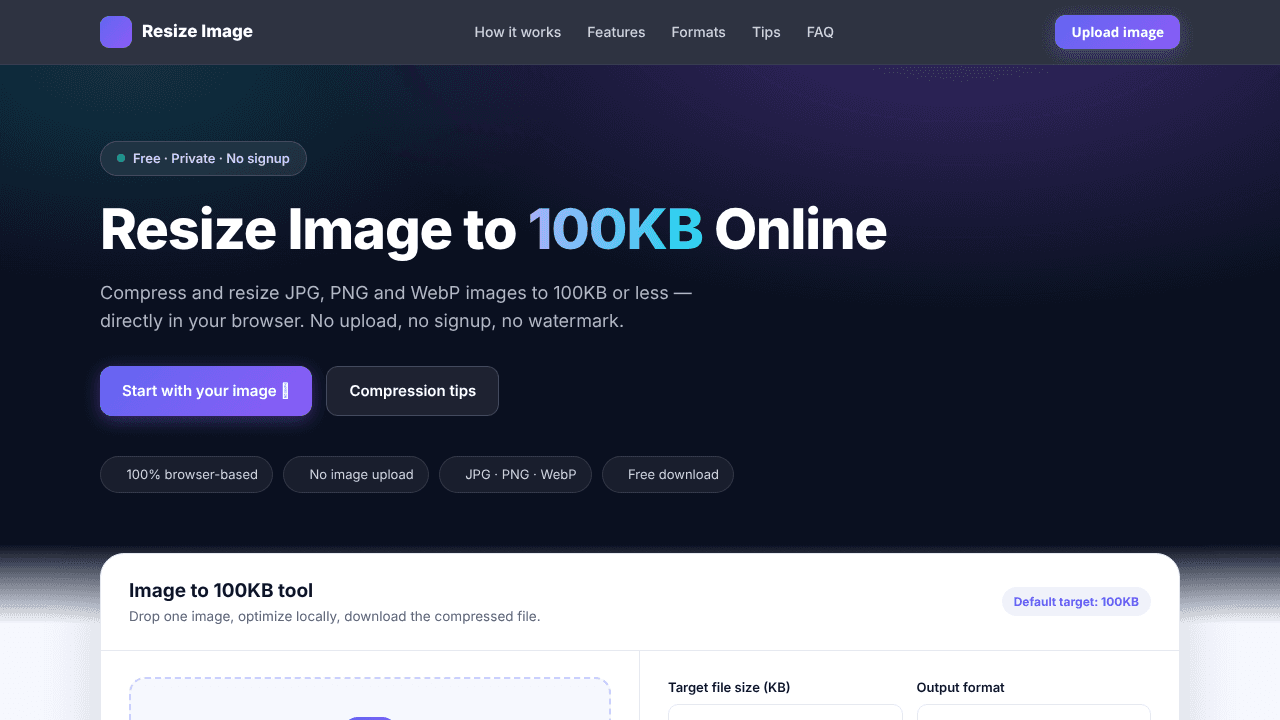 Resize Image website screenshot