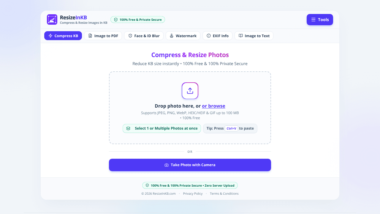 ResizeInKB website screenshot