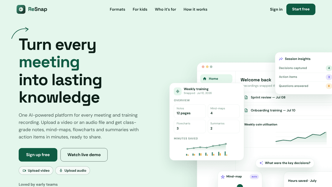 ReSnap website screenshot