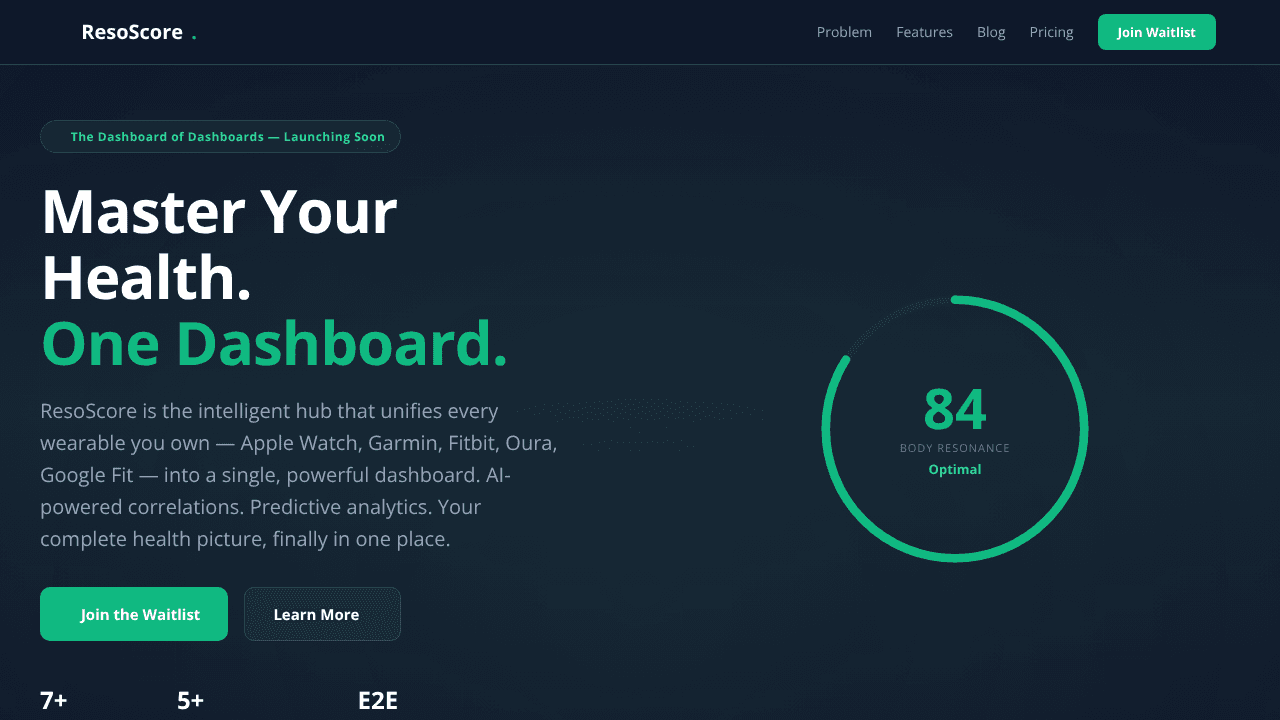 ResoScore — Master Your Health website screenshot